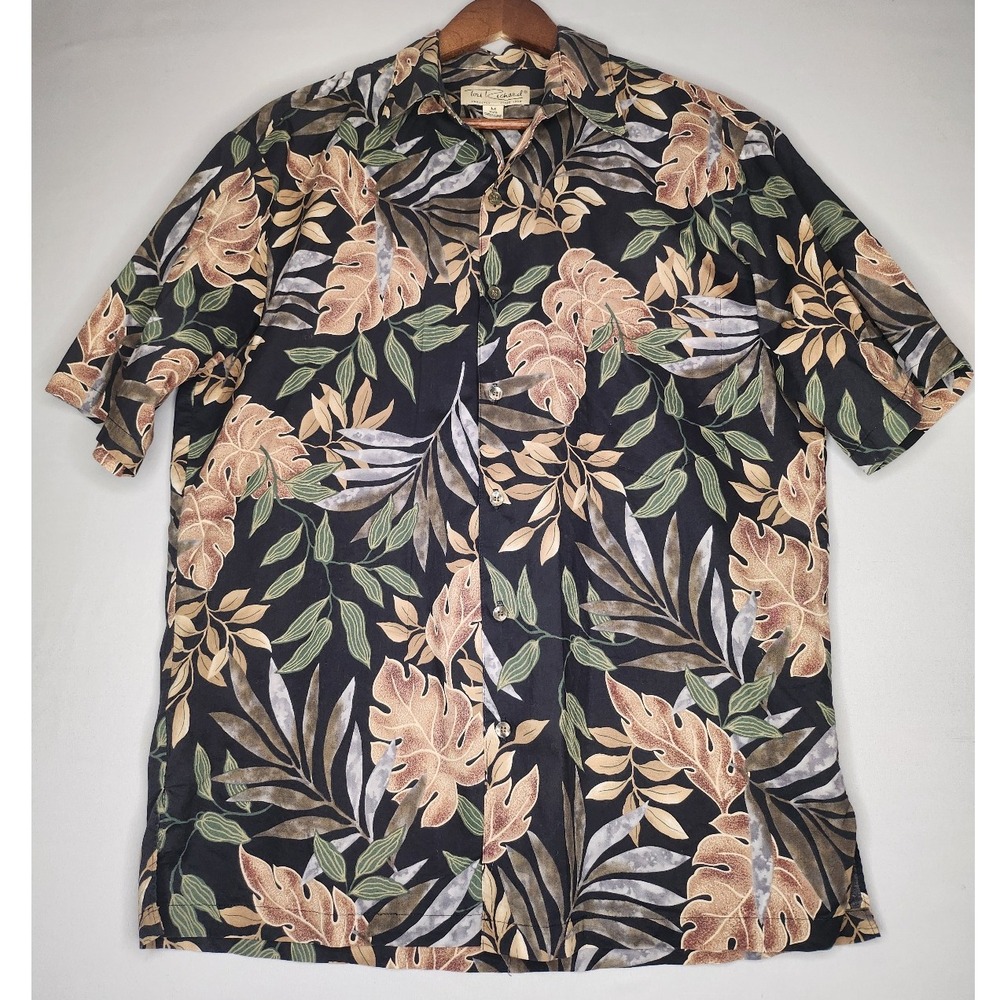 Tori Richard Mens Med Honolulu Aloha 100% Cotton Lawn Hawaiian Palm Leaf Shirt - Picture 2 of 8